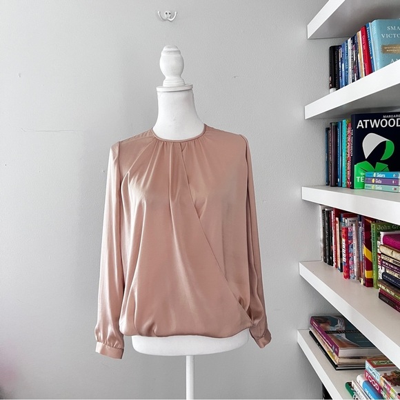 VINCE Draped Cross Front Wrap Satin Blouse size 2 - Picture 3 of 12